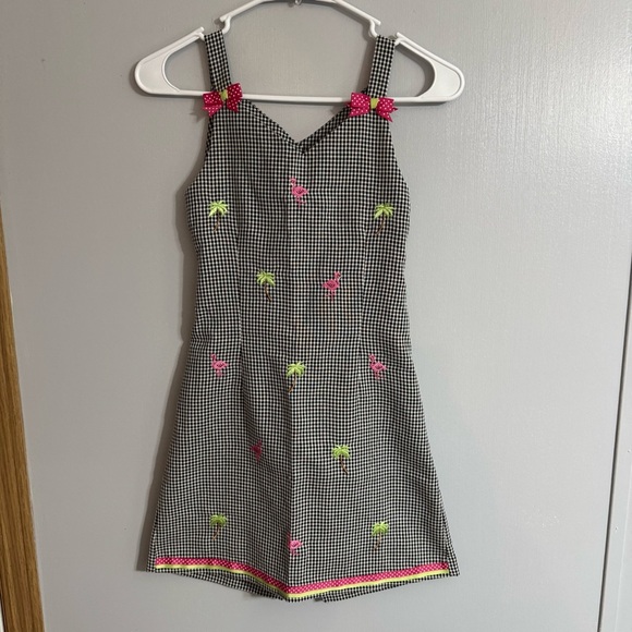 Bonnie Jean Black and White Gingham Dress with Palm Leaf Size 8 - Picture 6 of 6